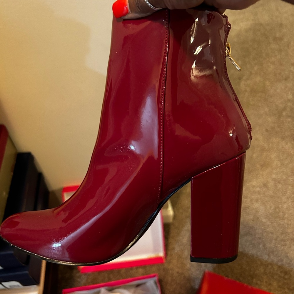 Red Patent Leather Ankle Boots